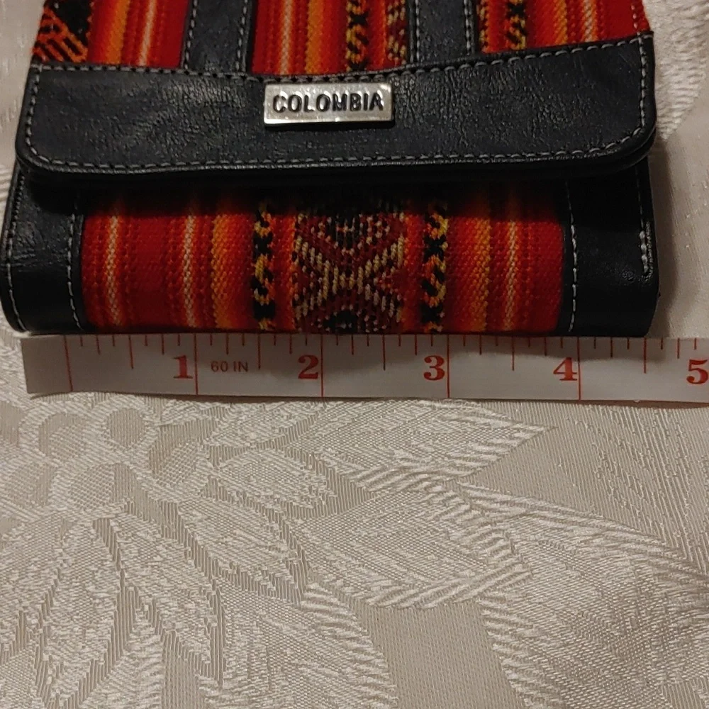 Handcrafted Tribal Print Textile & Leather Trifold Wallet